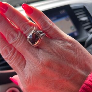 DAVID YURMAN STERLING SILVER AND 18K GOLD ABLION SMOKY QUARTZ RING